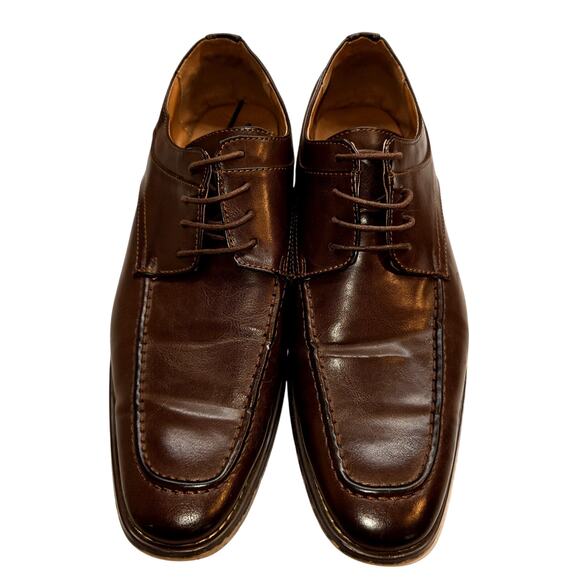 X-Ray 12 Oxford  Men's Brown Dress Shoes Plain Toe Work Church - Picture 2 of 7
